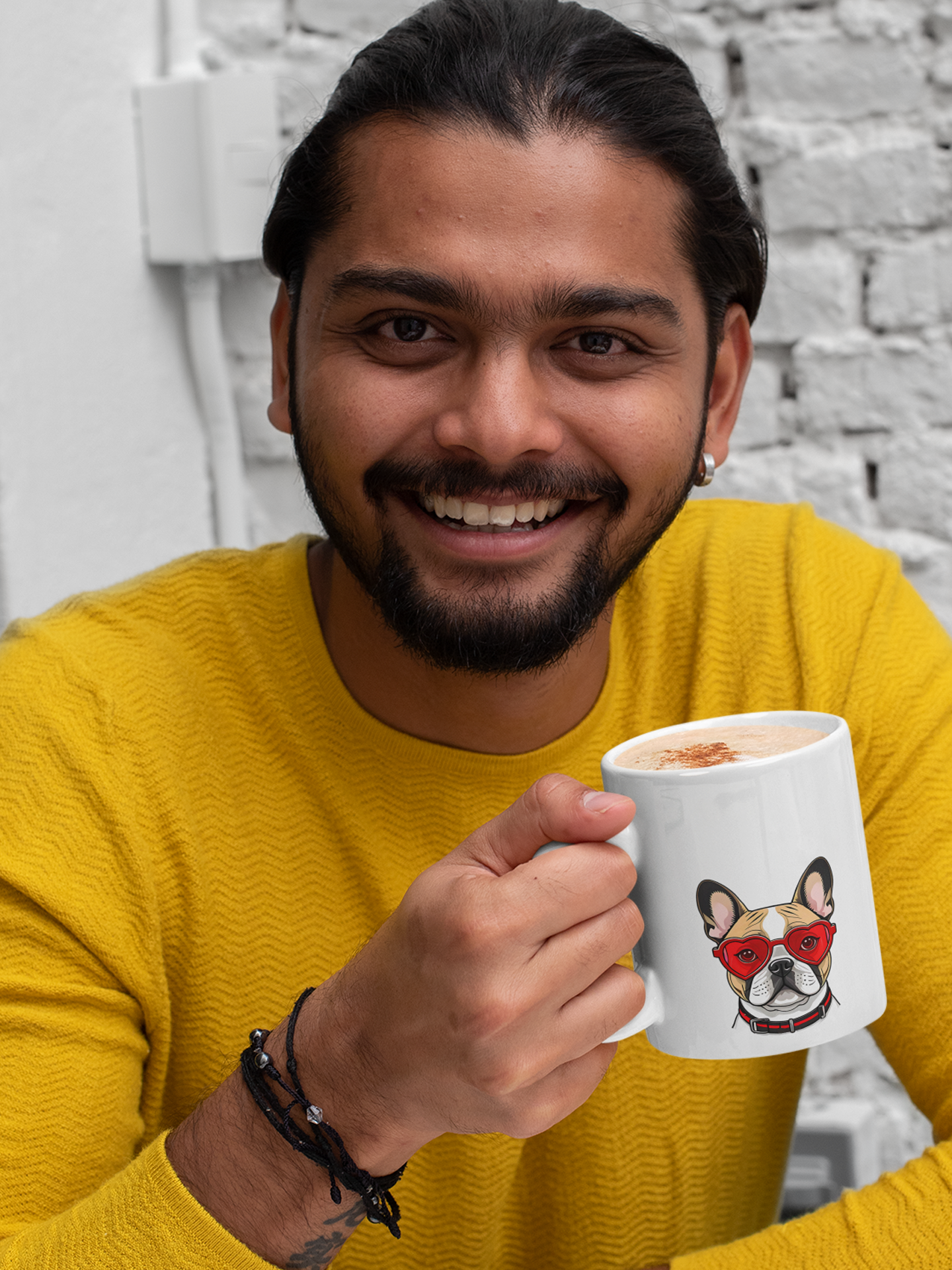 French Bulldog in Glasses - Ceramic Mug for Dog Lovers.