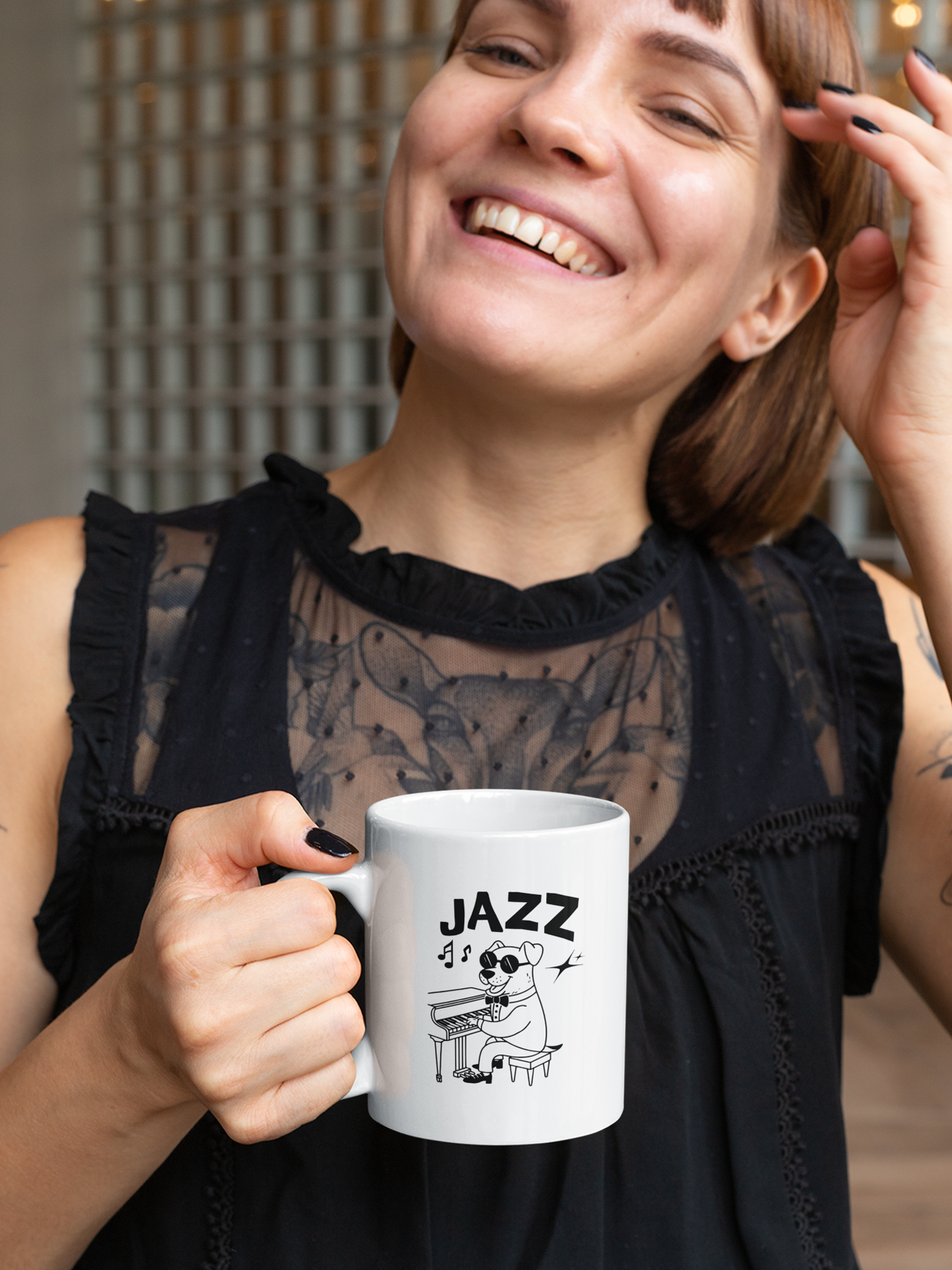 Jazz Dog Mug - Ceramic Mug for Dog Lovers.
