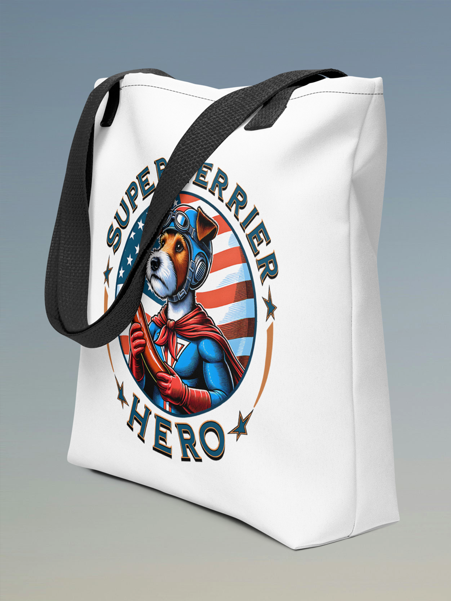 Super Terrier Tote Bag – Cute Dog Hero Design for Terrier Lovers.