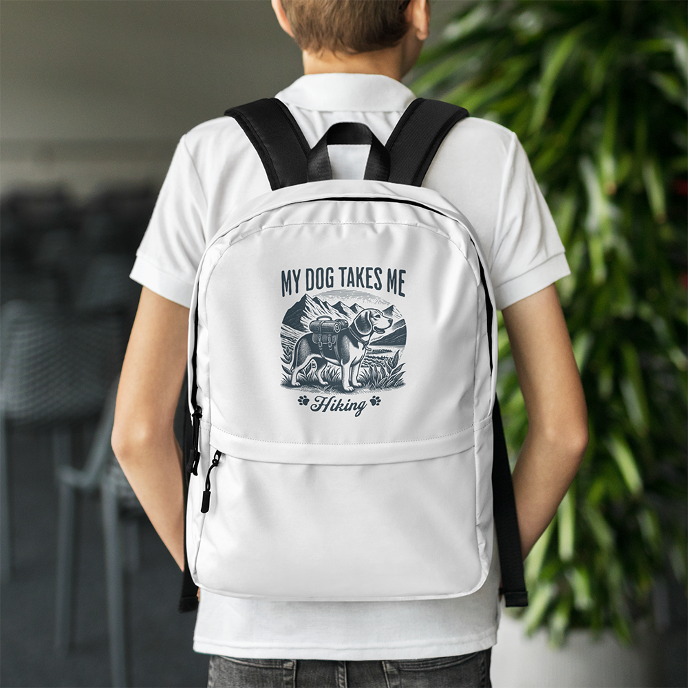 My Dog Takes Me Backpacks.