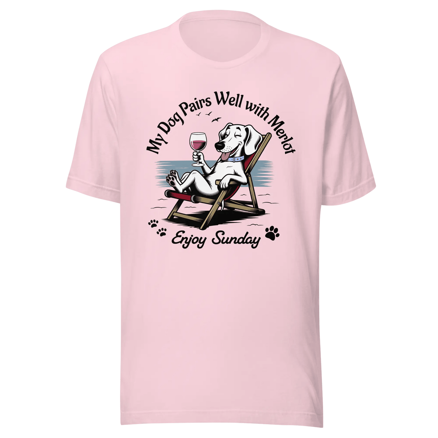 Dachshund T-Shirt - "My Dog Pairs Well with Merlot" Wine Lover Tee. - PrintsDog