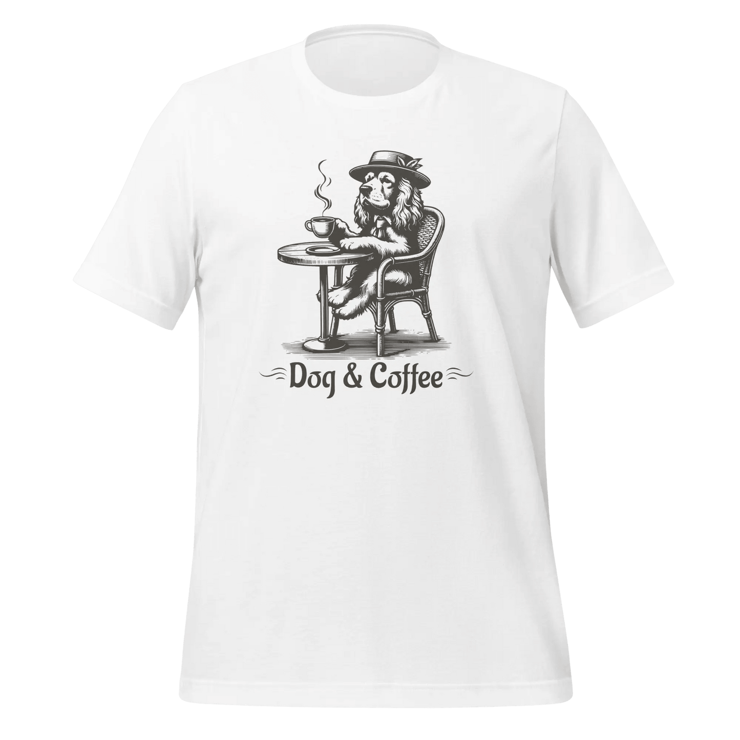 Dog & Coffee T-Shirt - Vintage Cafe Dog Lover Tee. - PrintsDog