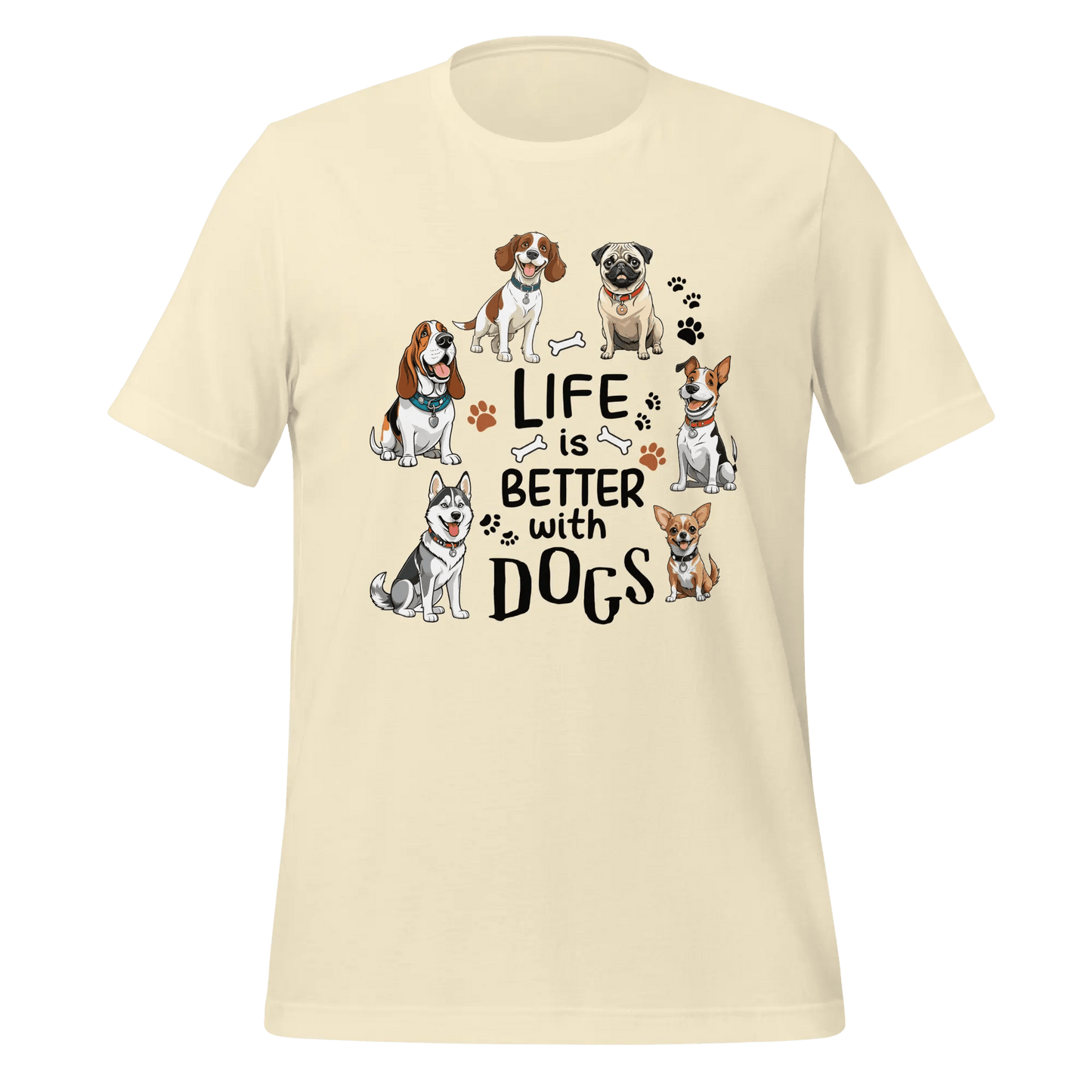 Dog Lover T-Shirt - 'Life is Better with Dogs' for Dog Owners - PrintsDog