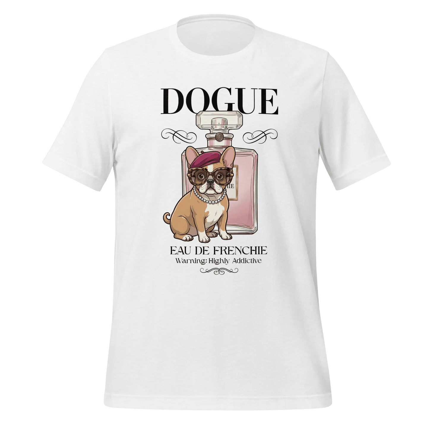 French Bulldog T-Shirt - Stylish Dog Lover Tee "Dogue - Eau de Frenchie" - PrintsDog
