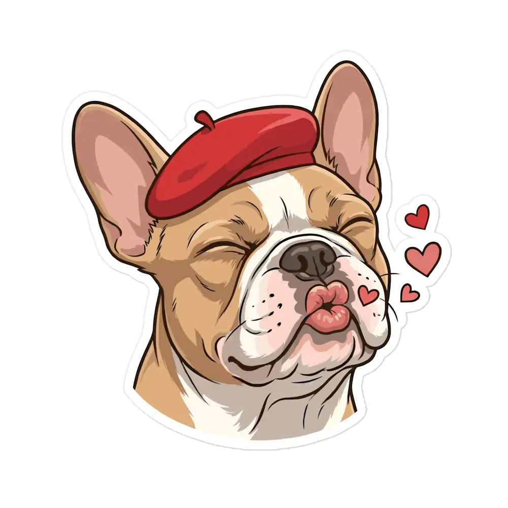 French Bulldog Valentine Sticker - Waterproof Vinyl Decal for Laptop & Water Bottle - PrintsDog