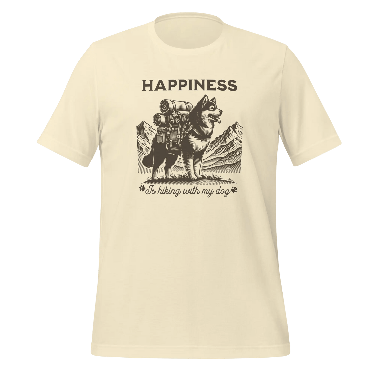 Hiking T-Shirt - Dog Lover Tee 'Happiness Is Hiking With My Dog' - PrintsDog
