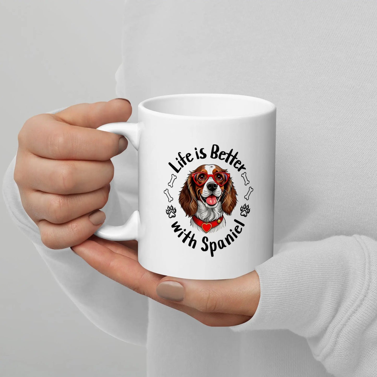 Life Is Better with Spaniel Mug - Ceramic Coffee Cup Gift for Spaniel Lovers. - PrintsDog