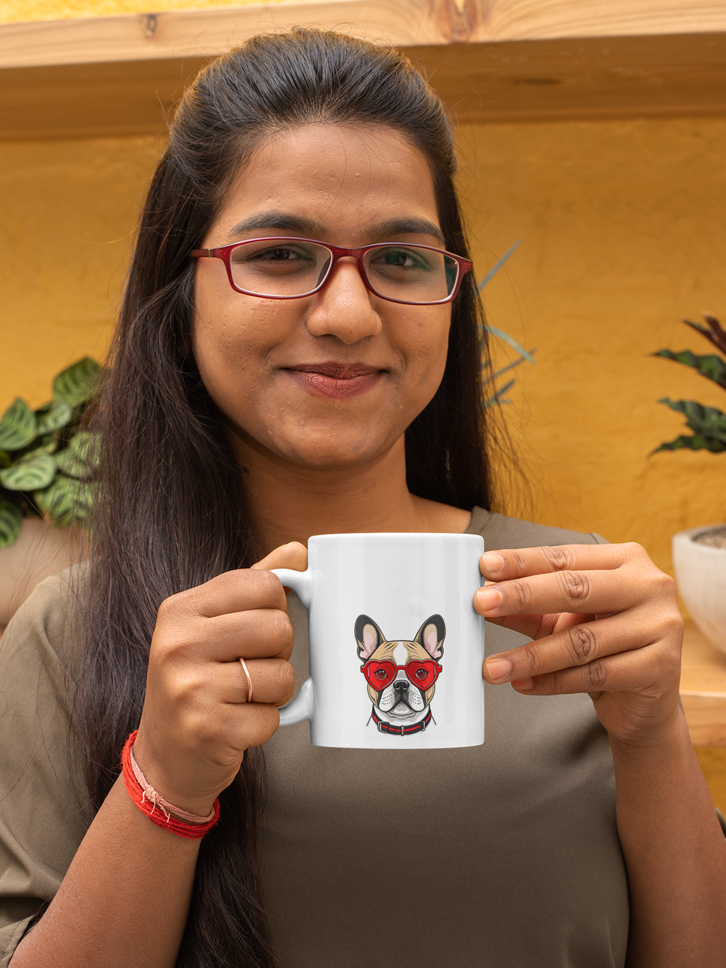 French Bulldog in Glasses - Ceramic Mug for Dog Lovers.