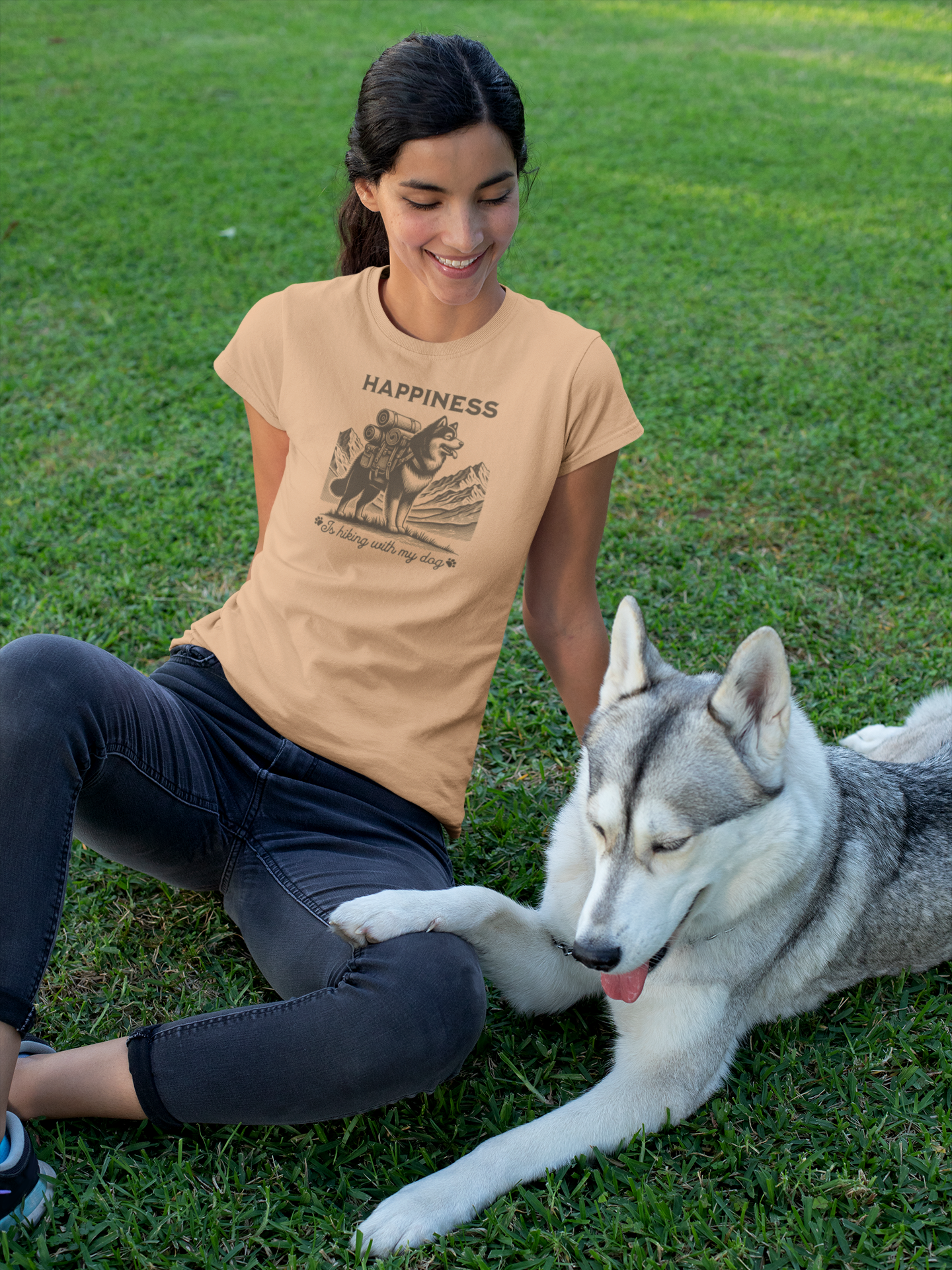 Happiness is hiking with my dog T-Shirt.
