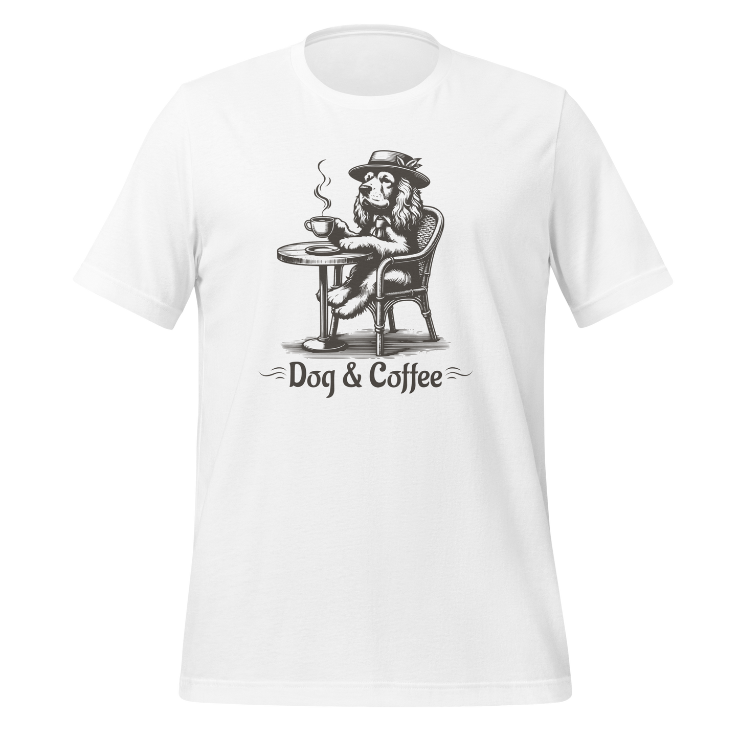 “Dog & Coffee” vintage dog coffee lover T-shirt.
