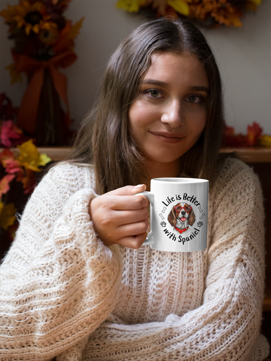 Life Is Better with Spaniel Mug – Cute Ceramic Dog Cup.