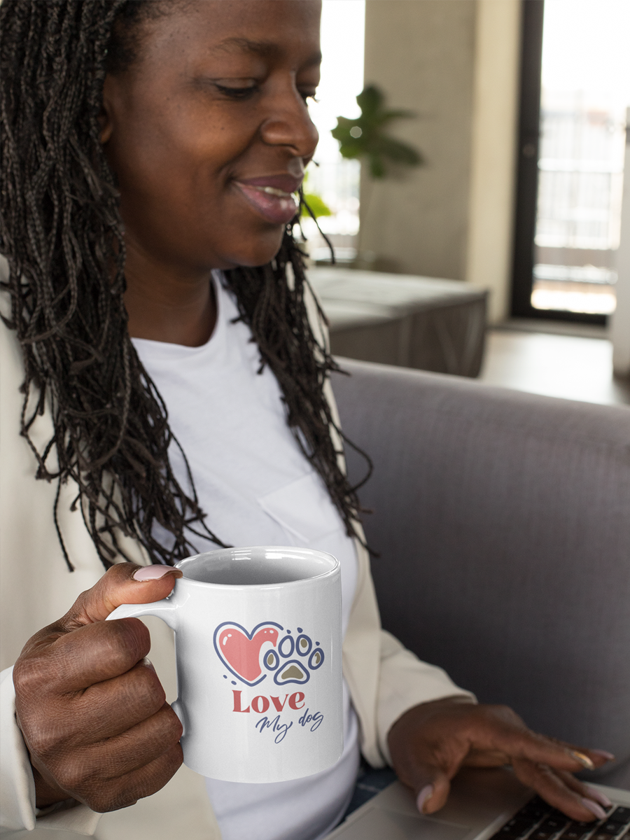 Love My Dog Mug – Cute Ceramic Cup for Dog Lovers.