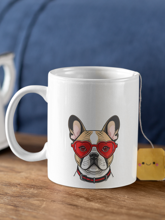 French Bulldog in Glasses - Ceramic Mug for Dog Lovers.