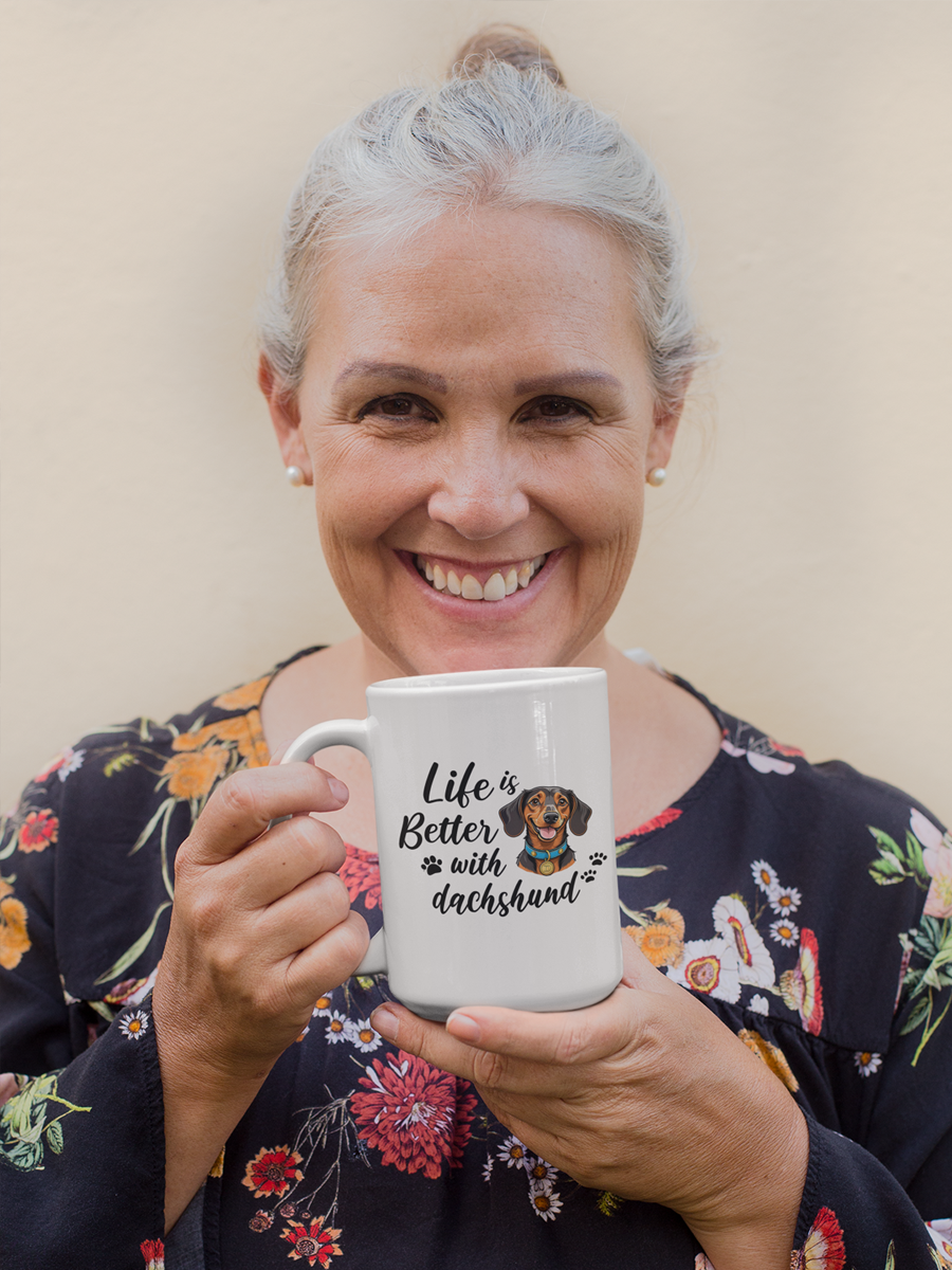 Life Is Better with Dachshund Mug – Ceramic Dog Lover Gift.