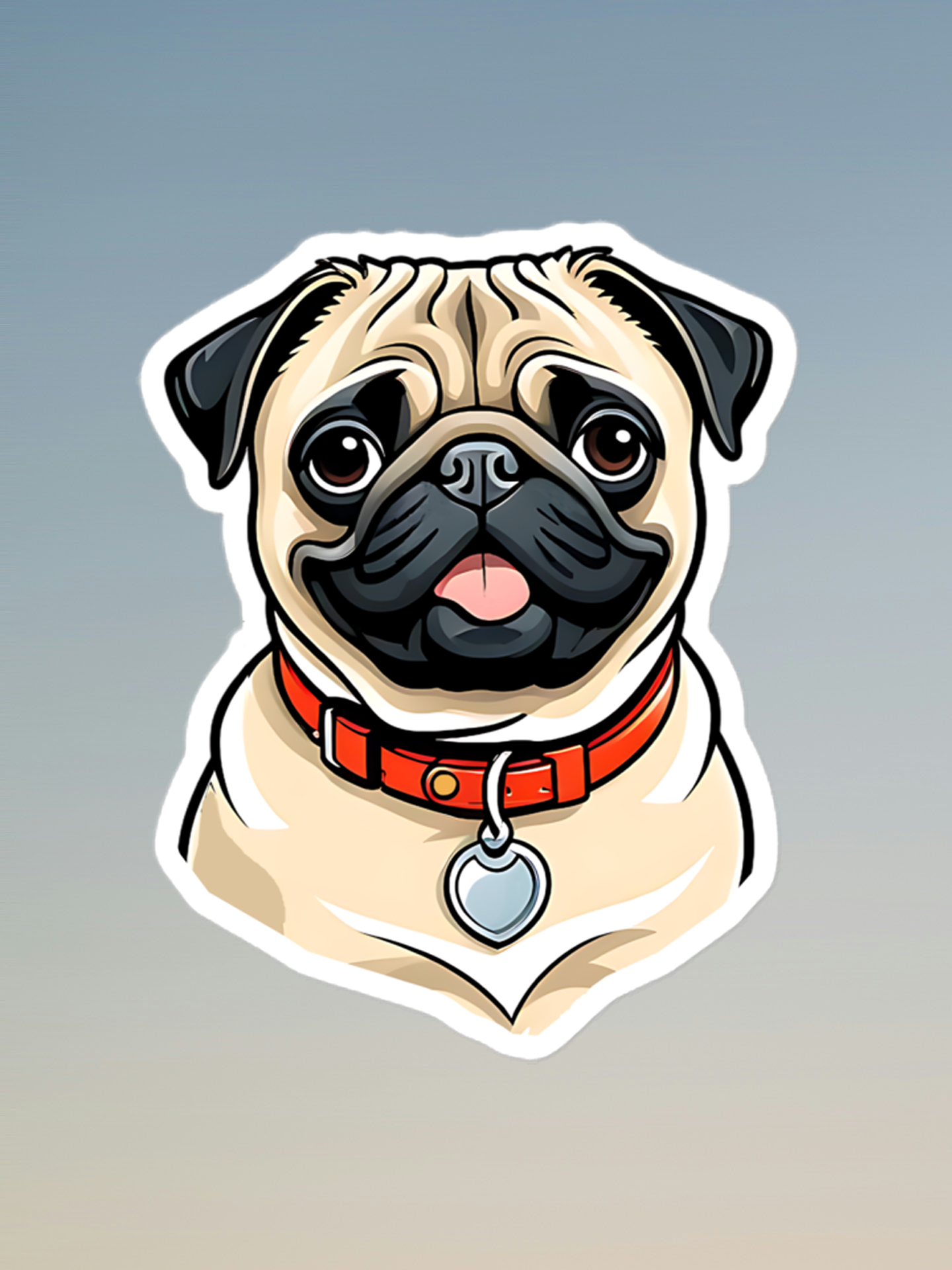 Cute Pug Sticker.