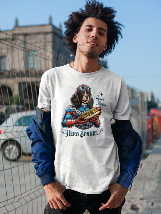 Spaniel T-Shirt - "Hero Spaniel" Superhero Dog Lover Tee.