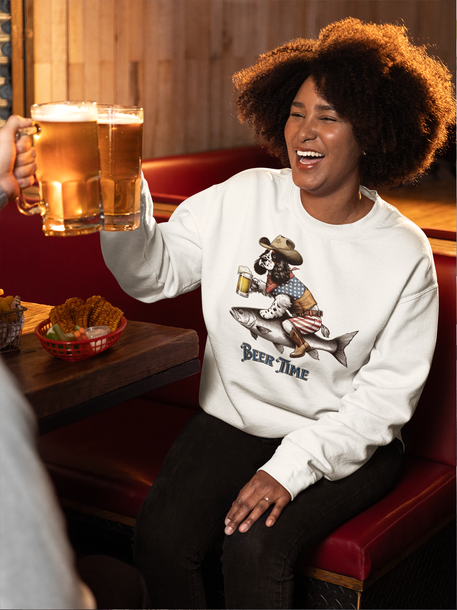 Beer Time Dog Sweatshirt – Funny Design for Beer Lovers.