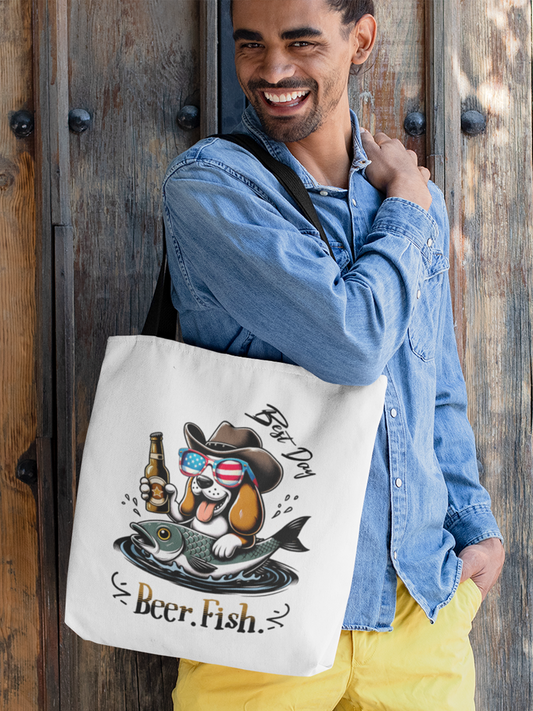 Best Day. Beer. Fish. Tote Bag – Funny Dog Design for Daily Adventures.