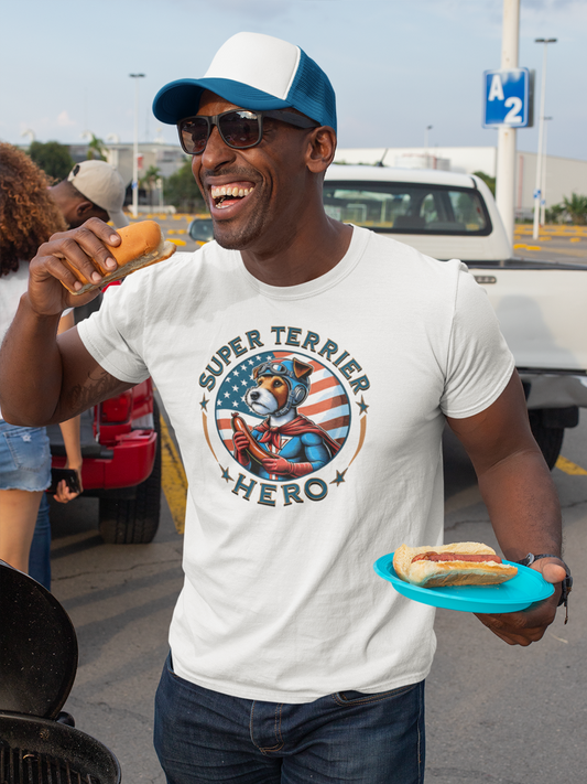 Terrier T-Shirt - "Super Terrier" Superhero Dog Lover Tee.
