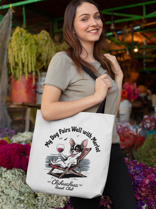 Tote Bag “My Dog Pairs Well with Merlot”