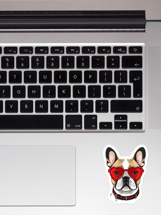 Bulldog Sticker in Glasses - Waterproof Vinyl Decal for Laptop & Gadgets.