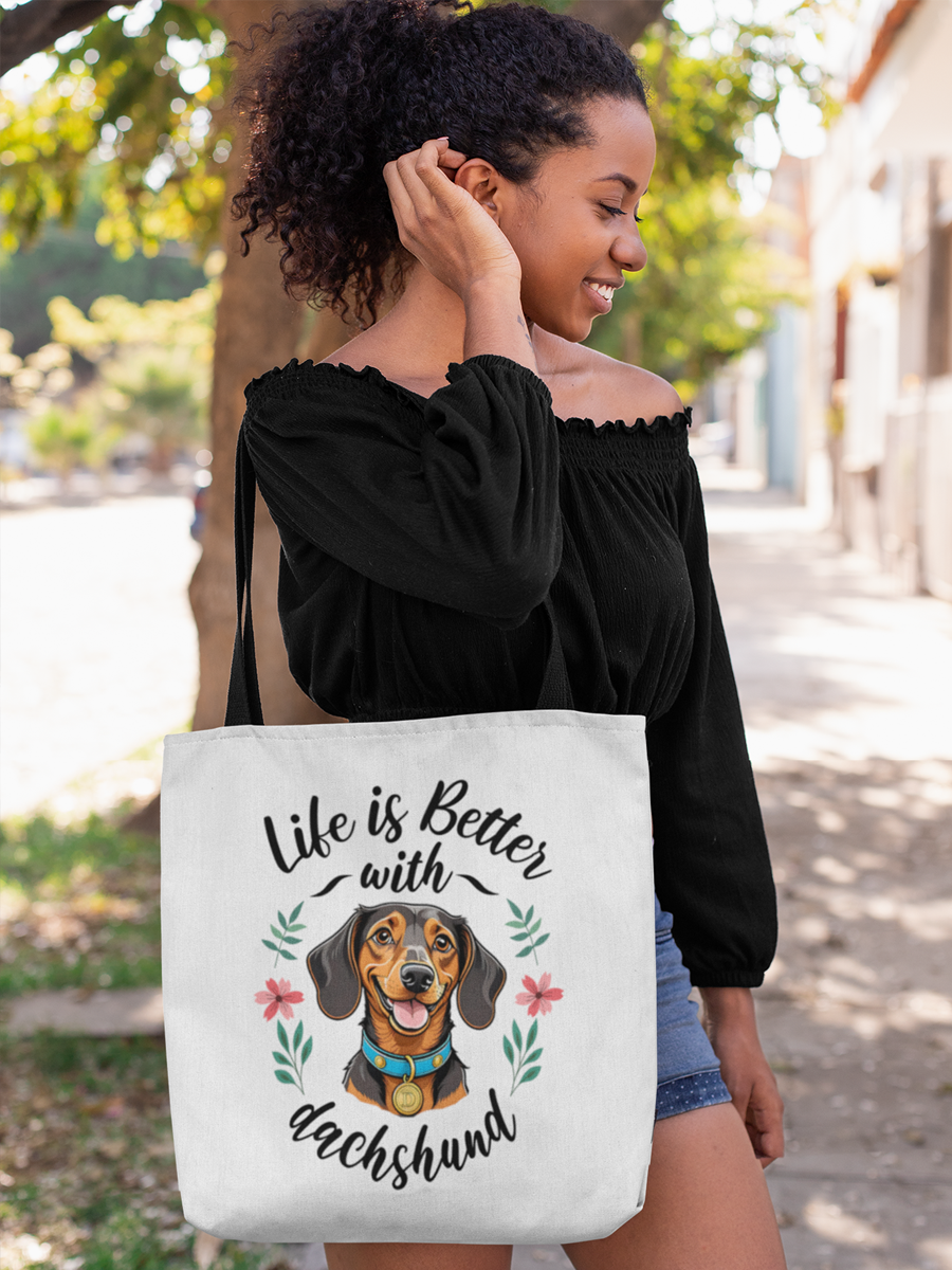 Life Is Better with Dachshund Tote Bag – Cute Gift for Dog Lovers.