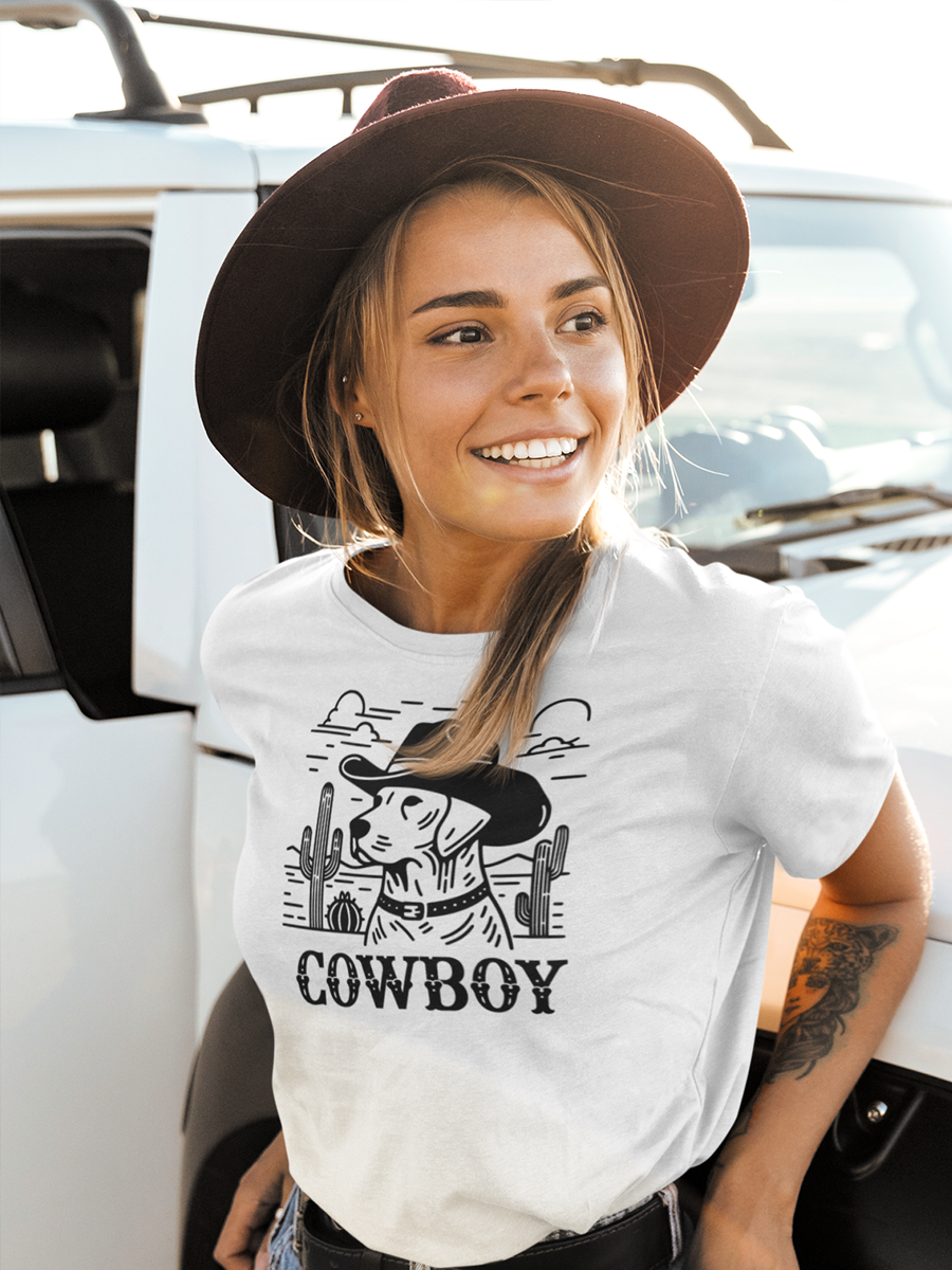 Dog T-Shirt - "Cowboy" Western Style Dog Lover Tee.