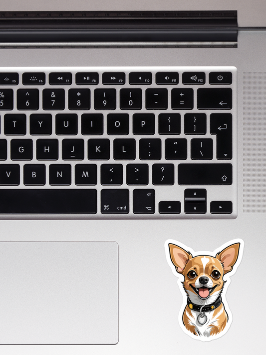 Happy Chihuahua Sticker - Waterproof Vinyl Decal for Laptop, Phone & Accessories.