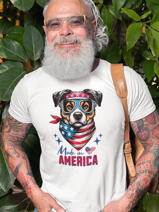 Dog T-Shirt - "Made in America" Patriotic Dog Lover Tee.