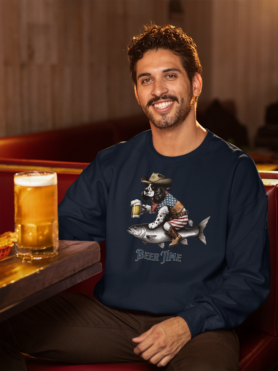 Beer Time Dog Sweatshirt – Funny Design for Beer Lovers.