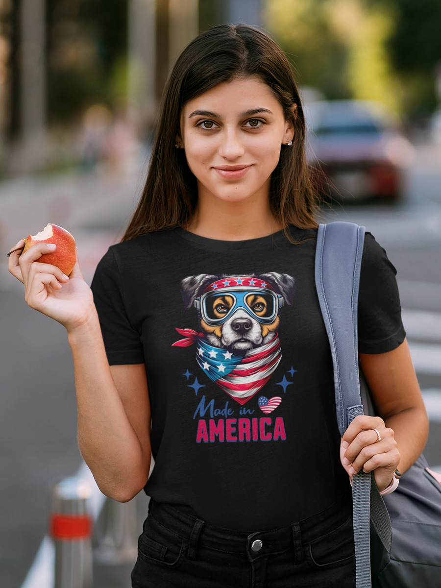 Dog T-Shirt - "Made in America" Patriotic Dog Lover Tee.
