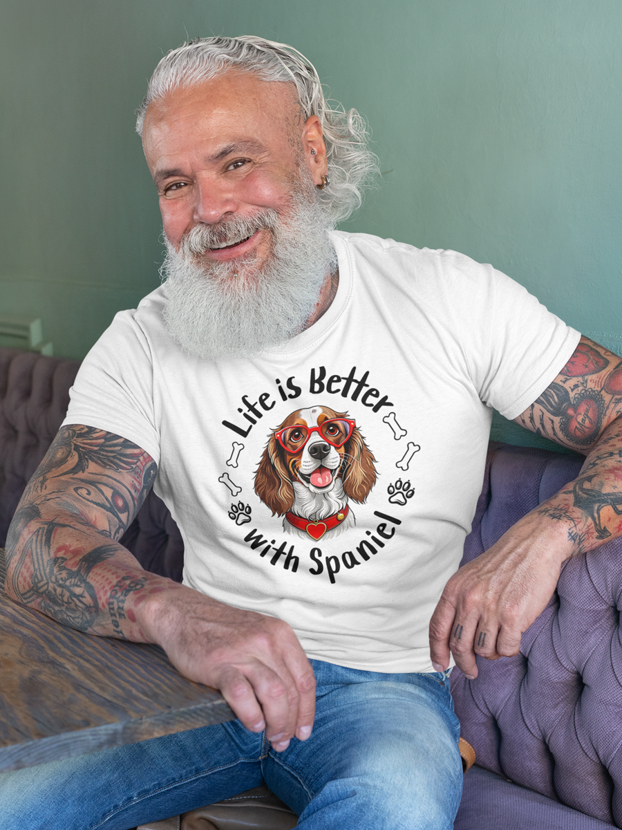 “Life Is Better with Spaniel” T-shirt for dog lovers.