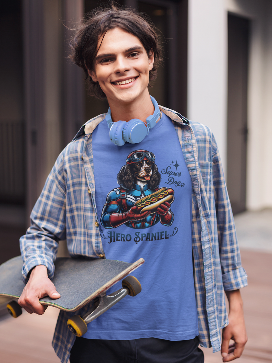 Spaniel T-Shirt - "Hero Spaniel" Superhero Dog Lover Tee.