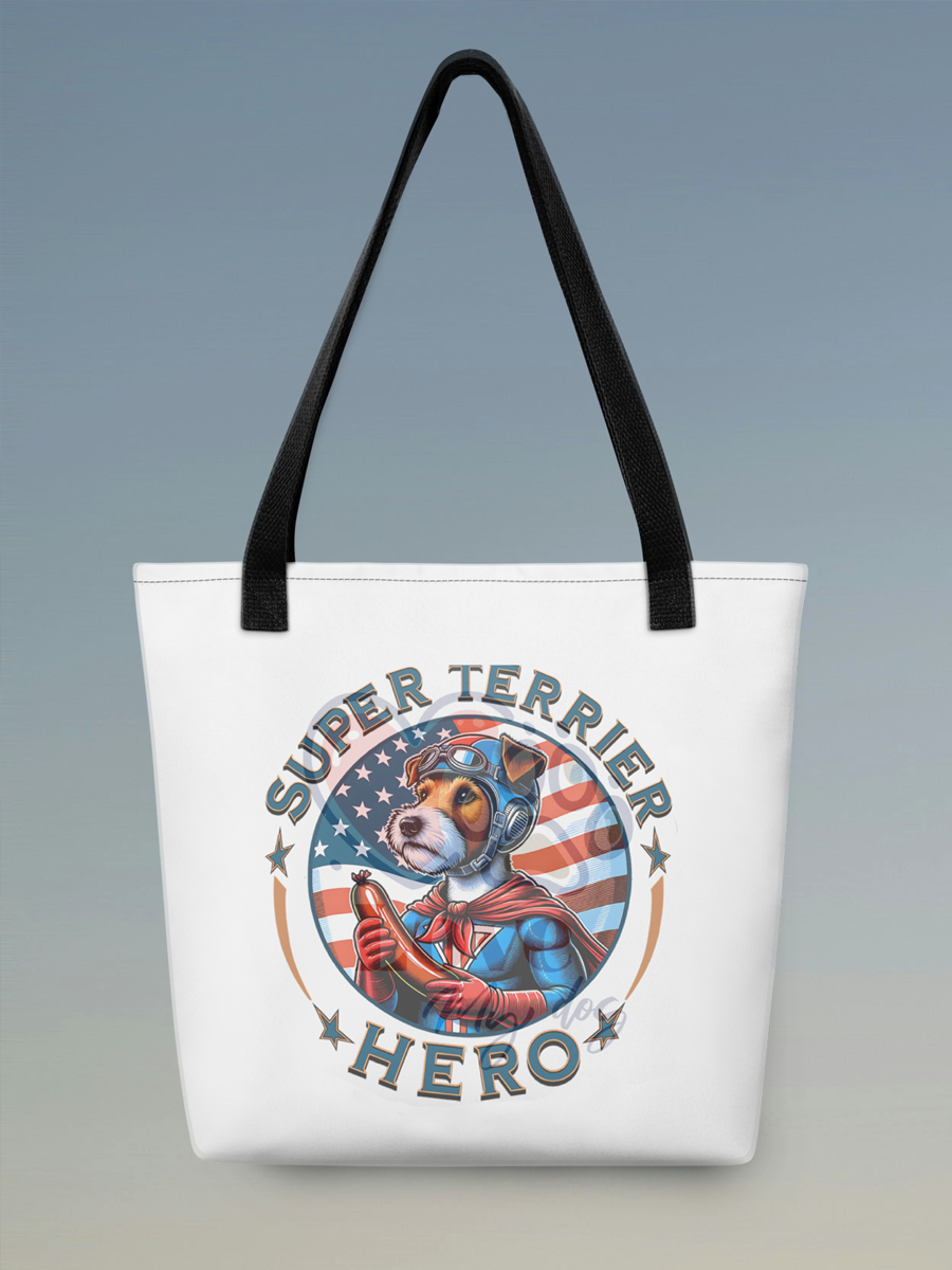 Super Terrier Tote Bag – Cute Dog Hero Design for Terrier Lovers.