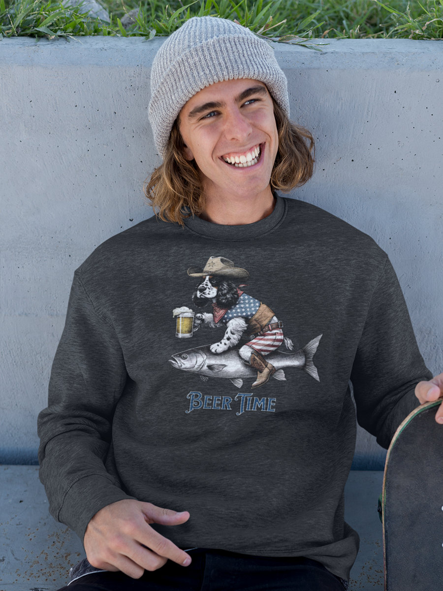 Beer Time Dog Sweatshirt – Funny Design for Beer Lovers.