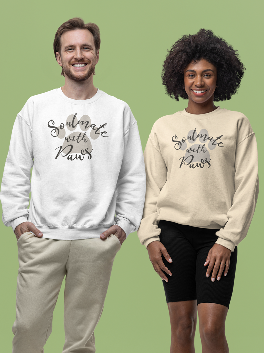 Soulmate with Paws Sweatshirt – Cute Design for Dog Lovers.