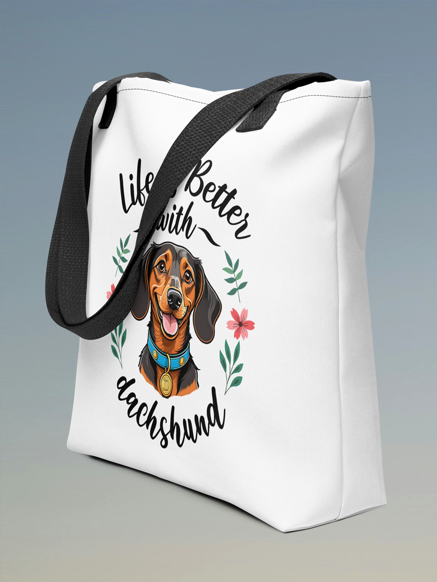 Life Is Better with Dachshund Tote Bag – Cute Gift for Dog Lovers.