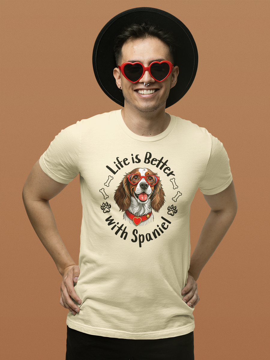 “Life Is Better with Spaniel” T-shirt for dog lovers.