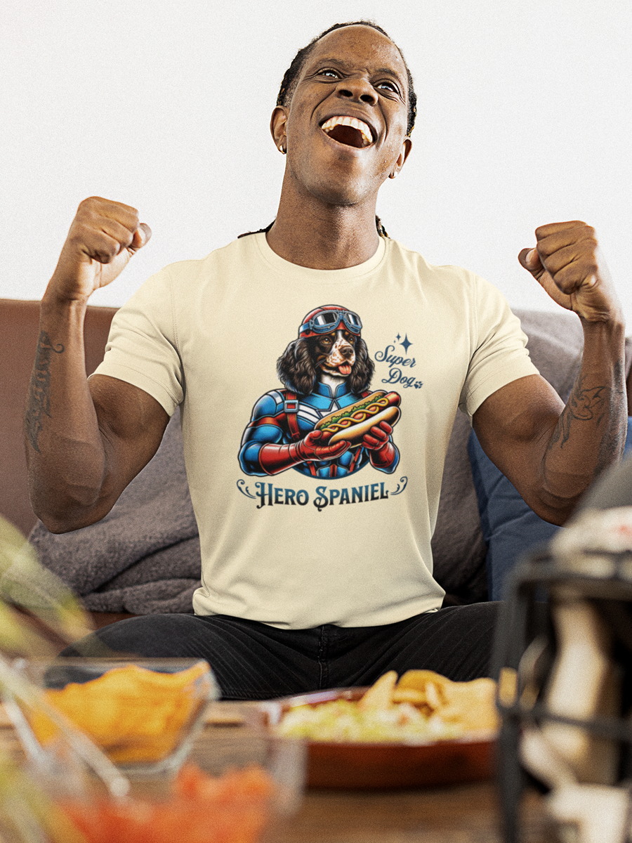 Spaniel T-Shirt - "Hero Spaniel" Superhero Dog Lover Tee.