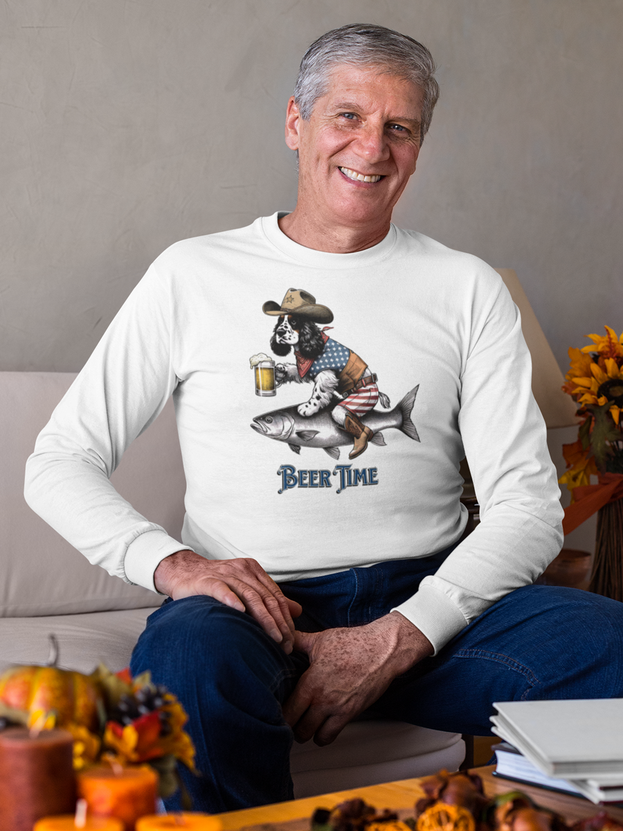 Beer Time Dog Sweatshirt – Funny Design for Beer Lovers.