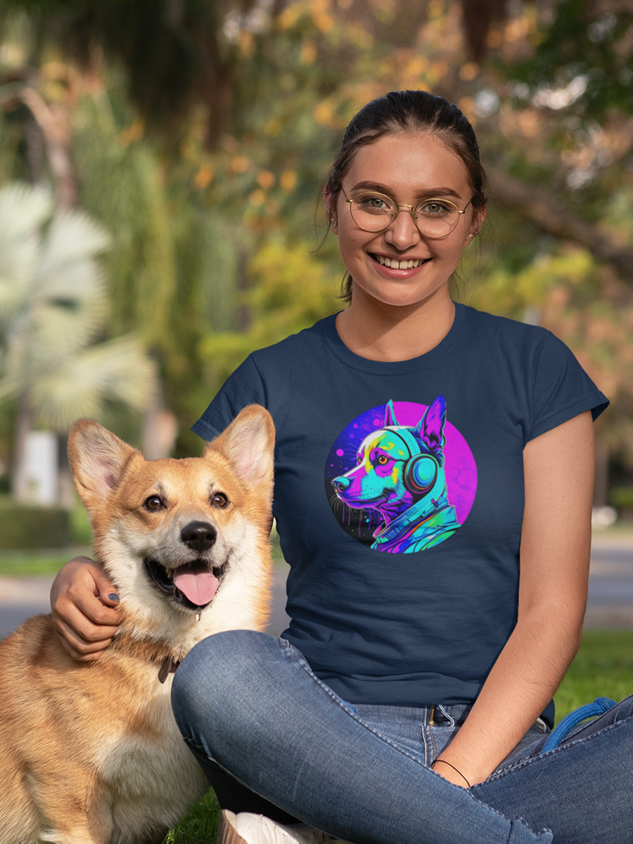 Colorful Dog T-Shirt - Dog Lover Tee "Music Sounds Better With My Dog"