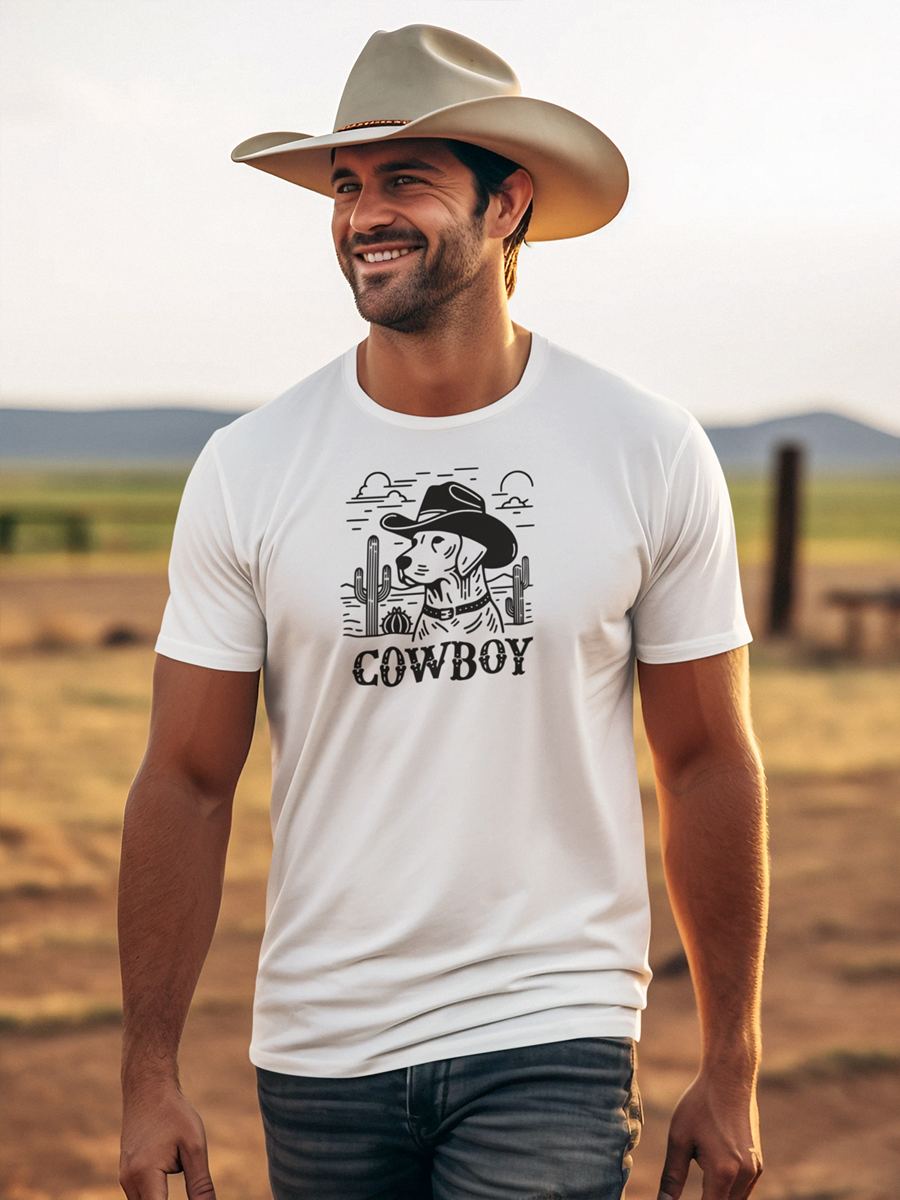 Dog T-Shirt - "Cowboy" Western Style Dog Lover Tee.