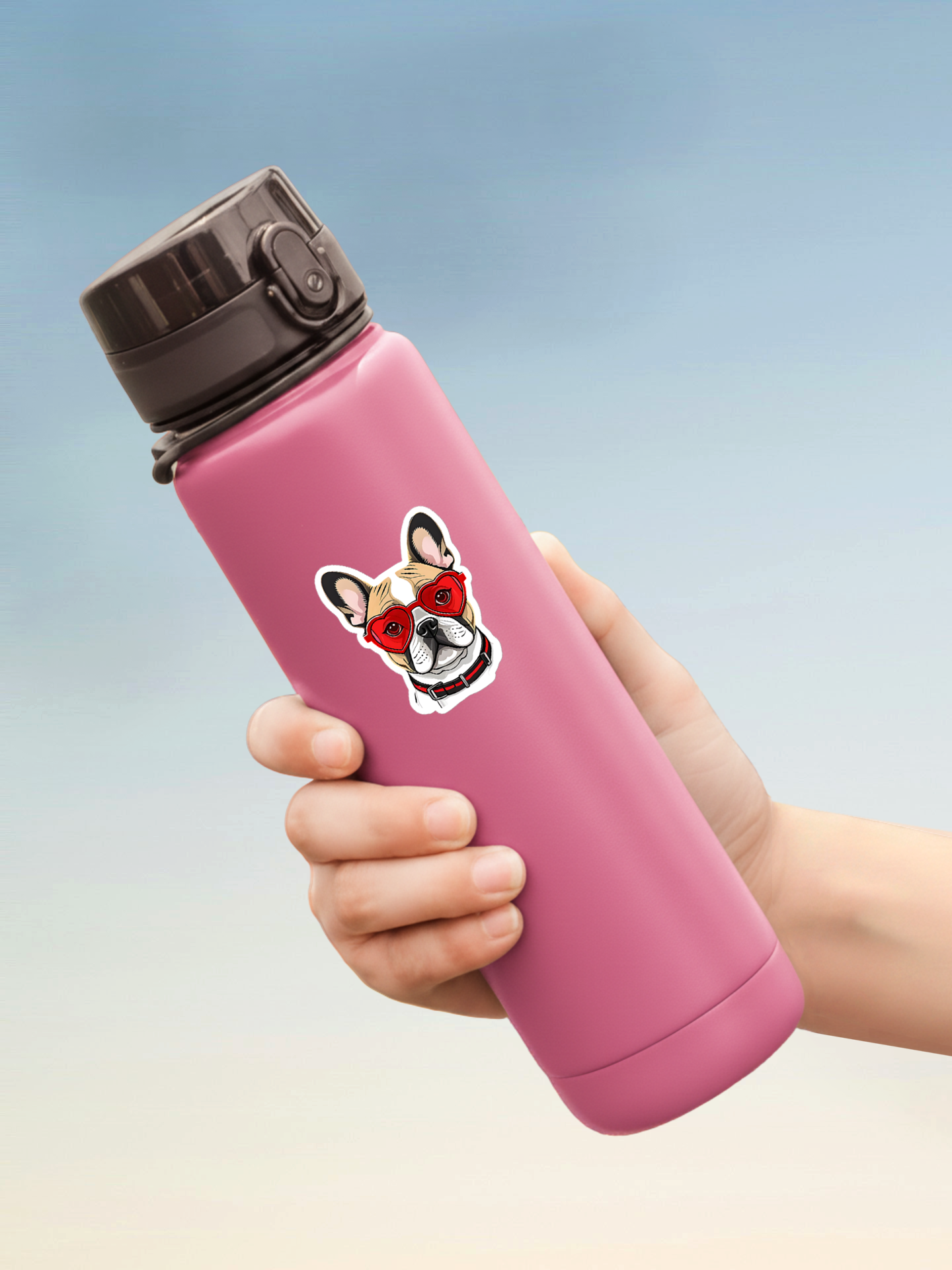 Bulldog in Red Glasses Stickers.