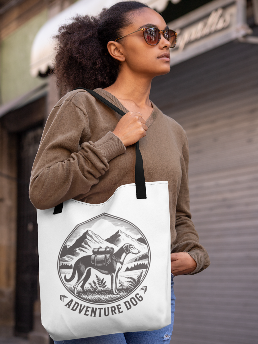 Adventure Dog Tote Bag – Cute Travel Dog Design for Daily Use.