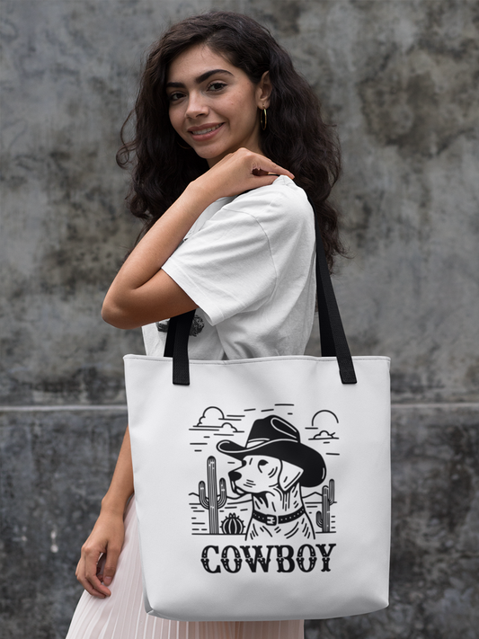 Dog Cowboy Tote Bag – Fun Cowboy Dog Design for Stylish Dog Lovers.