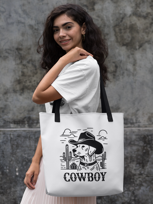 Dog Cowboy Tote Bag.