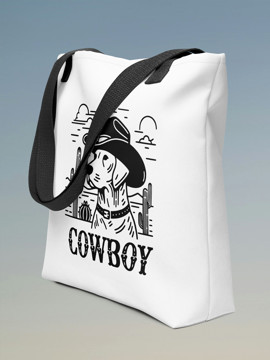 Dog Cowboy Tote Bag – Fun Cowboy Dog Design for Stylish Dog Lovers.