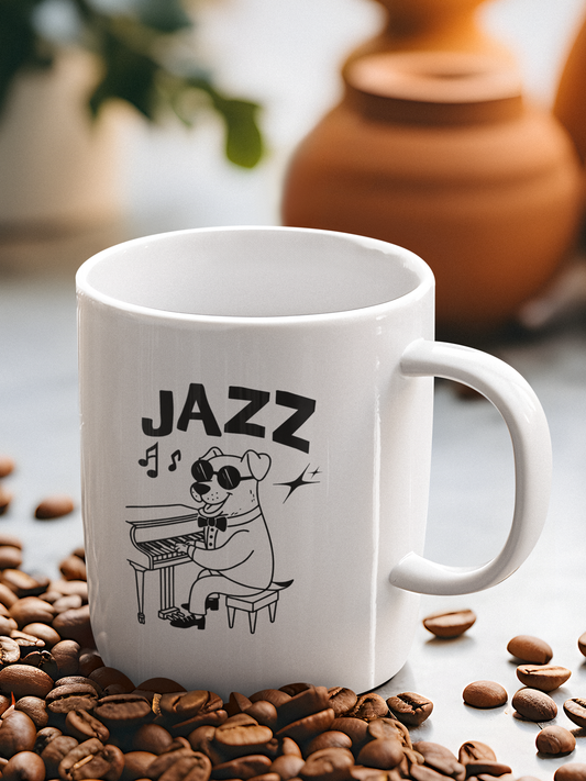 Jazz Dog Mug - Ceramic Mug for Dog Lovers.