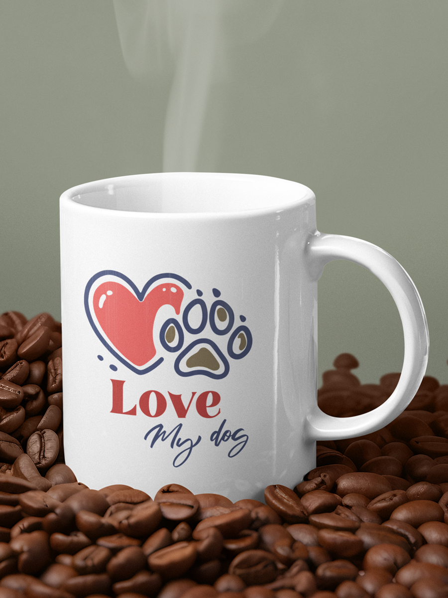 Love My Dog Mug – Cute Ceramic Cup for Dog Lovers.
