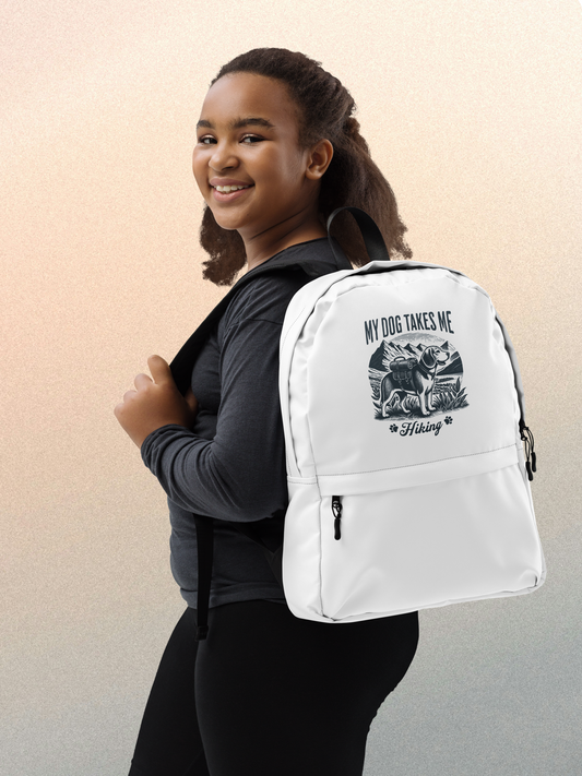 My Dog Takes Me Backpacks.